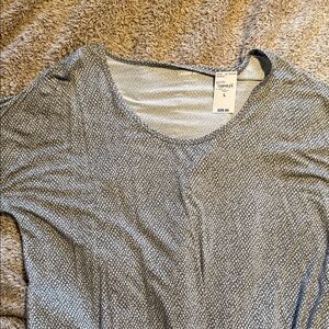 Lands' End Women's Short Sleeve Gray Patterned Tee